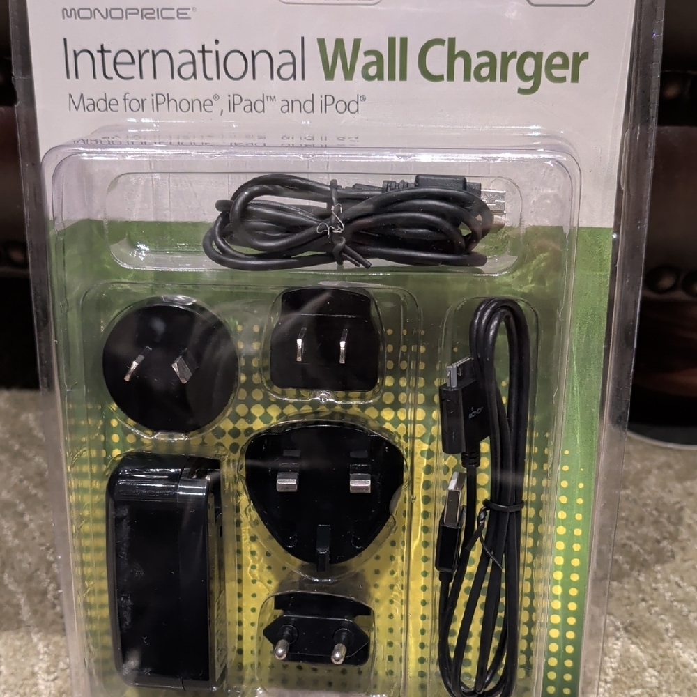 Black International Wall Charger for iPhone, iPad, and iPod